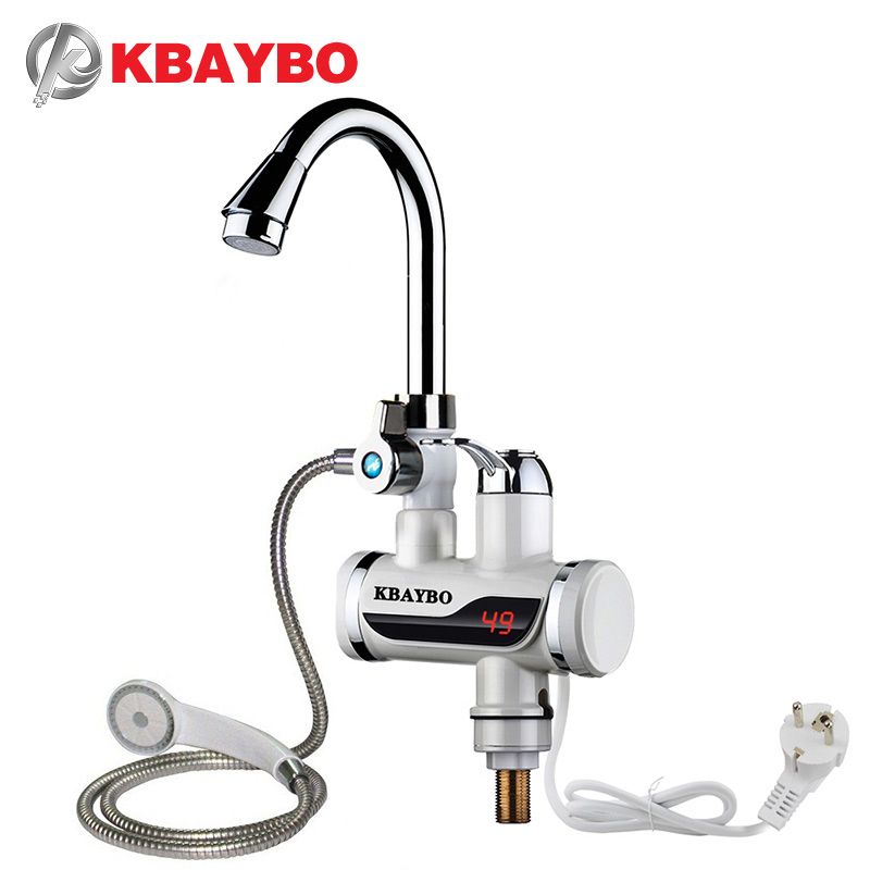 Electric Water Heater Faucet Tap | Digital Temperature Display & 2-in-1 Shower Head