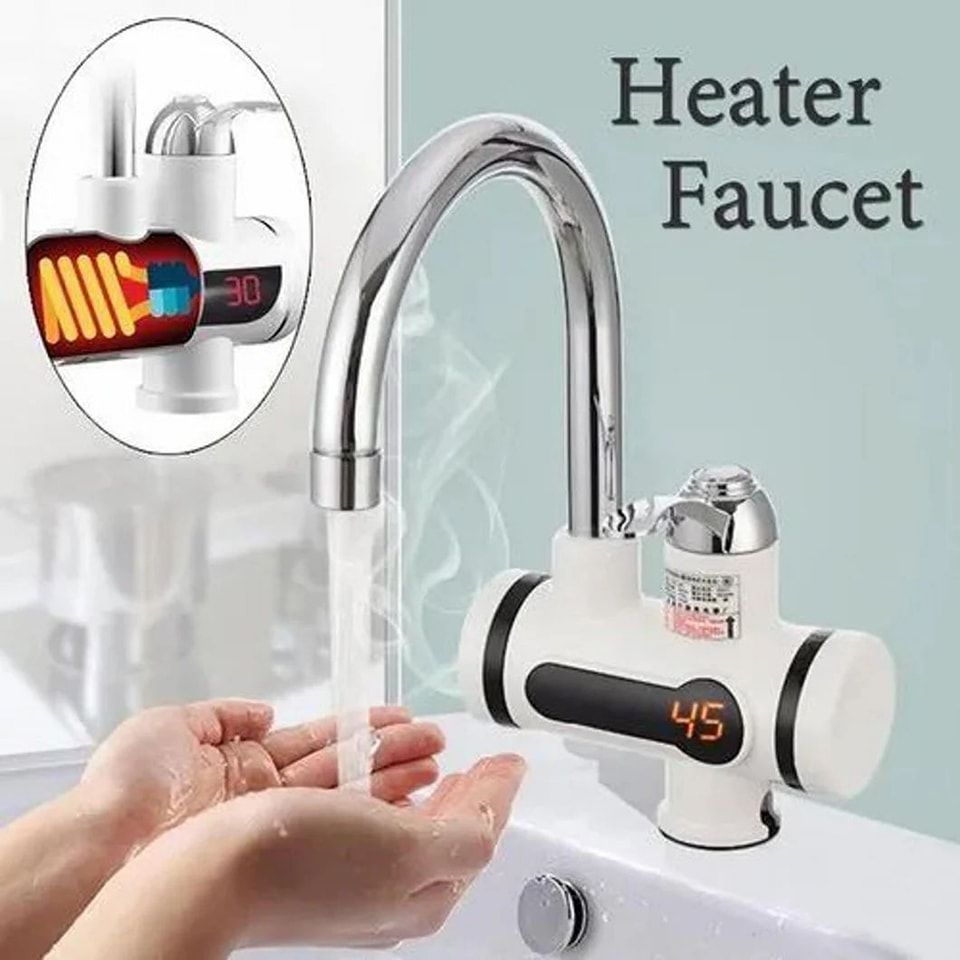 Electric Water Heater Faucet Tap | Digital Temperature Display & 2-in-1 Shower Head