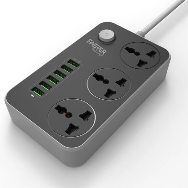 Extension lead USB  6-USB & 3-Outlet Universal Power Socket 2500watt