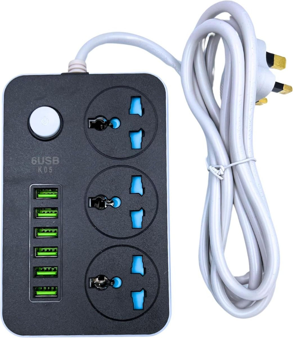 Extension lead USB  6-USB & 3-Outlet Universal Power Socket 2500watt