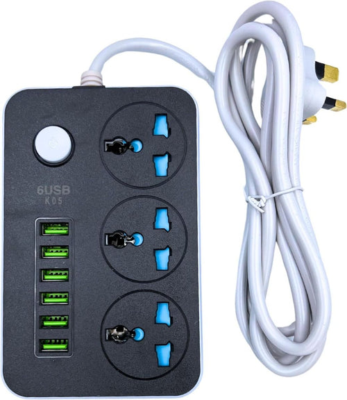 Extension lead USB  6-USB & 3-Outlet Universal Power Socket 2500watt