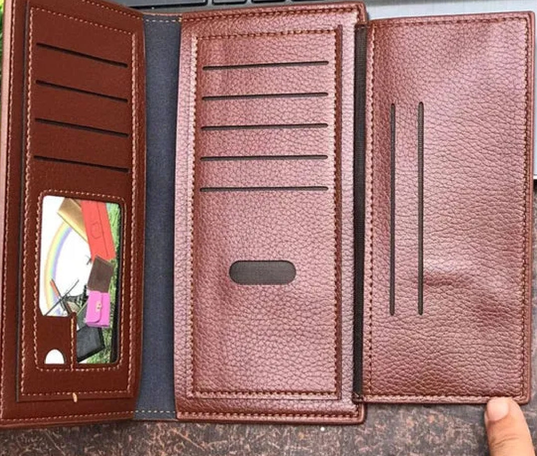 Premium Leather Long Wallet for Men – Stylish & Durable Card Holder